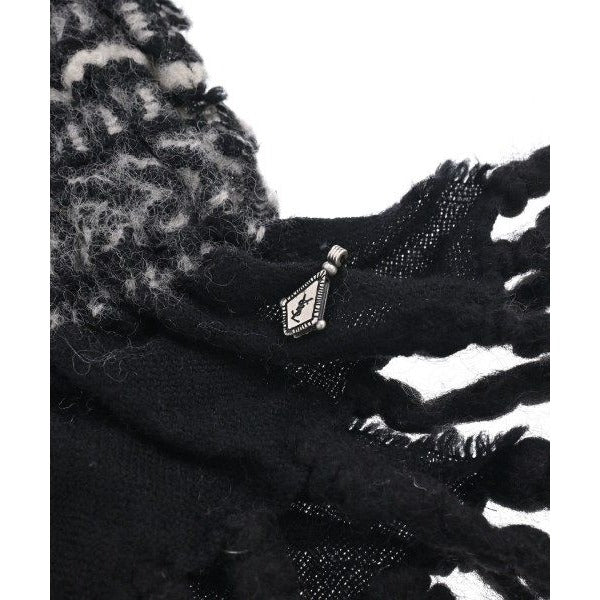 Saint Laurent Paris Shawl Wool Cotton Black X Gray — view 3