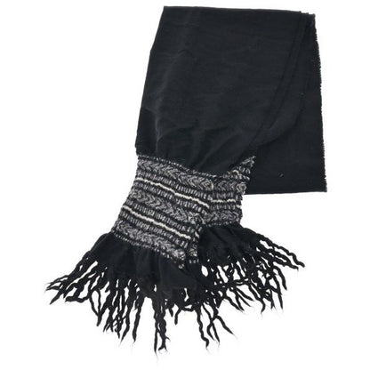 Saint Laurent Paris Shawl Wool Cotton Black X Gray