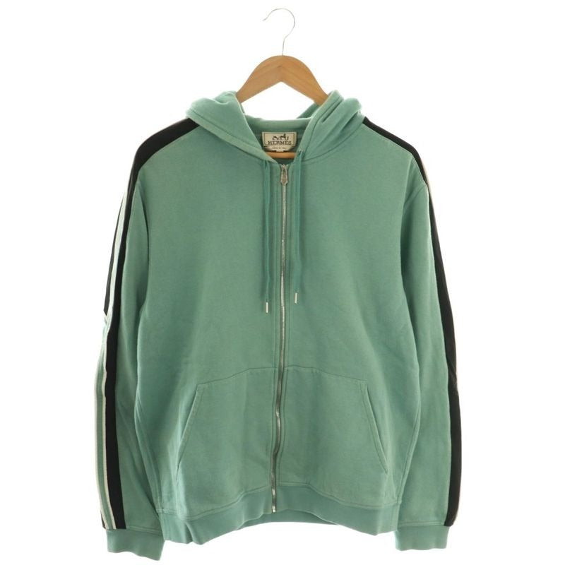 Hermes Run H Zip Hoodie Hood Lined XL Mint Green Black White 21-5740 DO OS