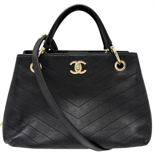 Chanel 2-Way Chevron V Stitch Chain Shoulder Bag Handbag