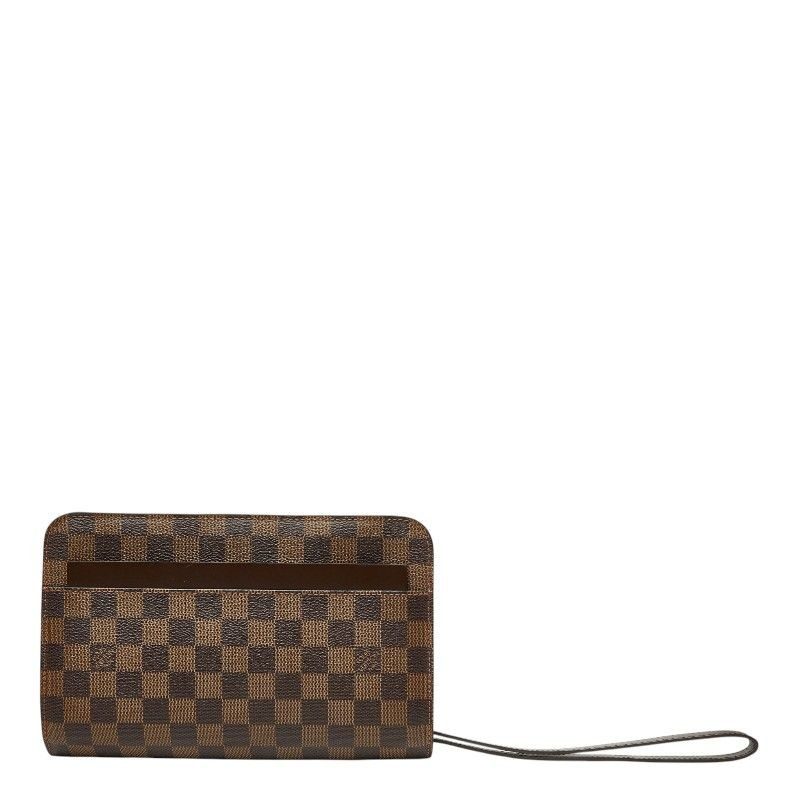 Louis Vuitton Damier Saint Clutch Brown Leather