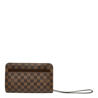 Louis Vuitton Damier Saint Clutch Brown Leather