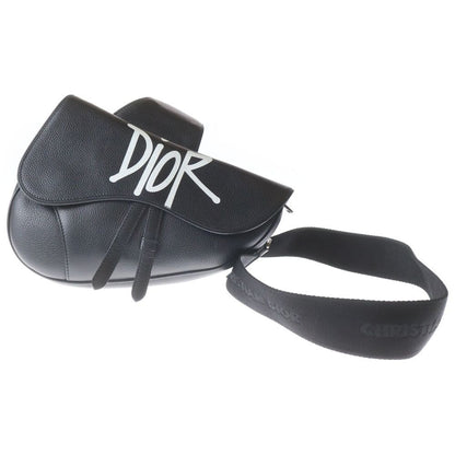 Dior Shawn Stussy Saddle Printed Leather Cross Bag Black