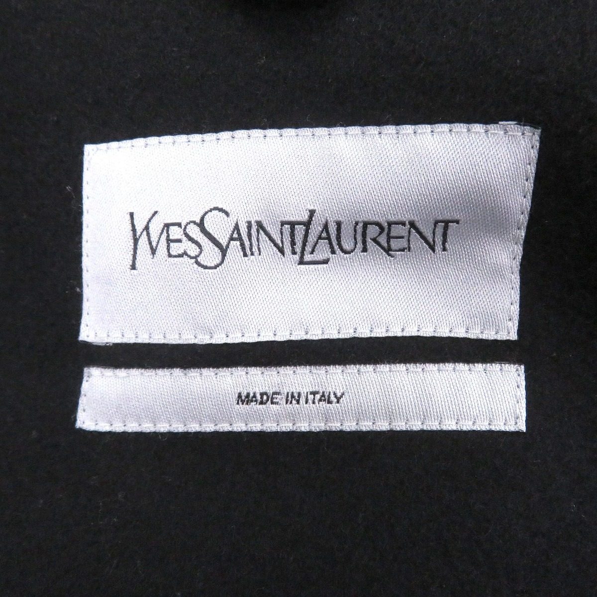 Saint Laurent Yves Wool Cassandra Logo Double Breasted Coat Black 44 — view 8