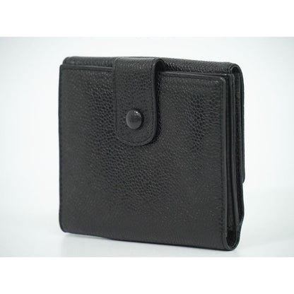 Chanel Coco Mark Fold Wallet Compact Caviar Leather Black — view 2