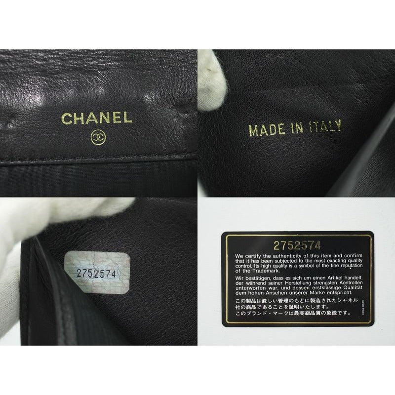 Chanel Coco Mark Fold Wallet Compact Caviar Leather Black — view 9