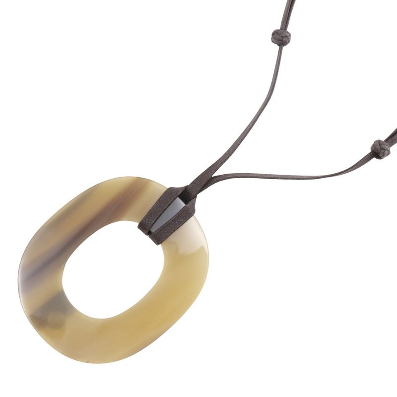 Hermes Ism Buffalo Horn Brown Ladies 28g Necklace