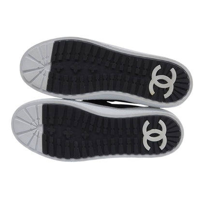 CHANEL G31713 Coco Mark Suede Leather Use Tweed Switch Slip-on Black 38 Made