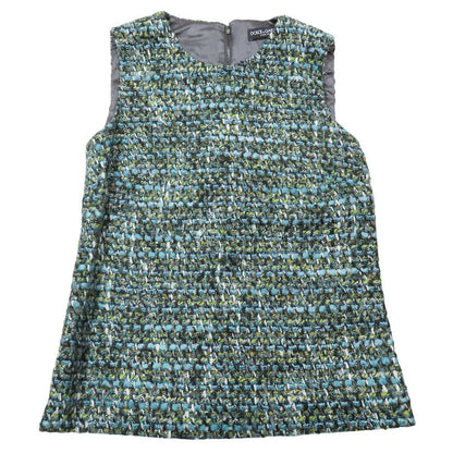 Dolce & Gabbana Tweed Sleeveless Top Tank Top 40 Blue