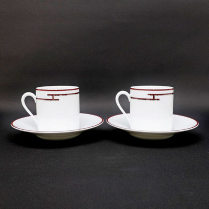 Hermes Rhythm Cup Saucer Set Of 2 White Cles Silver Pottery Accessories