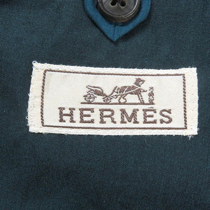 Hermes Cotton Single Ancon Jacket Tailored Jacket Bleather Green 48 Made In