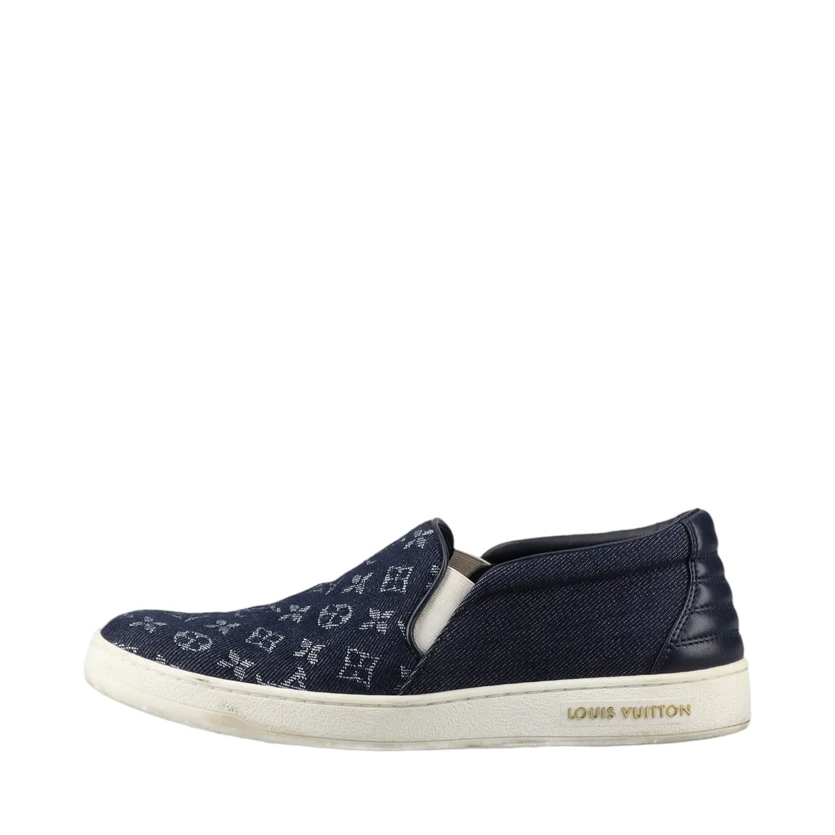 Louis Vuitton Monogram Denim Front Row Line Slip Ons 36.5 Shoes — view 2