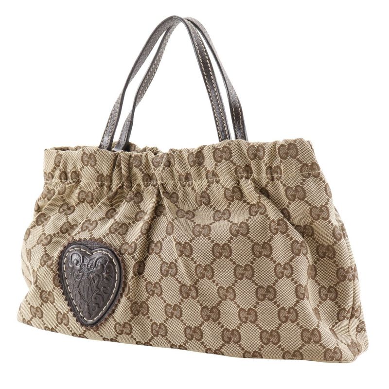 Gucci Heart Cles Sto 212994 GG Canvas Beige Ladies Handbag