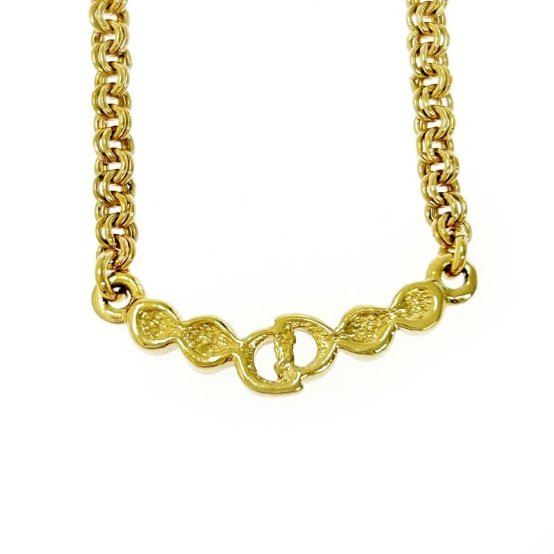Christian Dior GP Rhinestone CD Logo Necklace Women's Gold 404730 Necklace