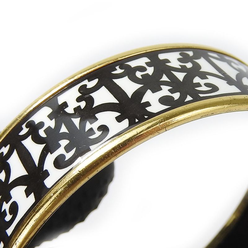 Hermes Bracelet Emile GM Gadarkivir Enamel Metal White Black Gold Hardware