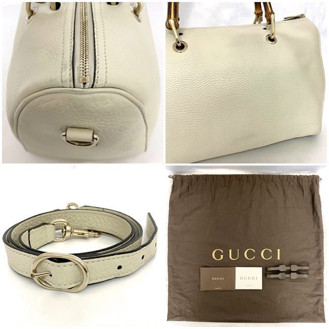 Gucci 2way Boston Bag White Bamboo 353124