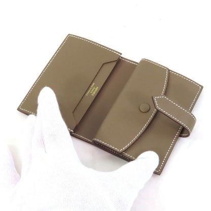 Hermes Bearn Mini Etoupe Vaux Epson Gold Hardware H Logo Hardware Mini Wallet