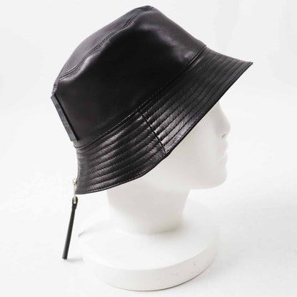 LOEWE Anagram Leather Lamb Leather Hat With Patches Hat Black Silver Hardware