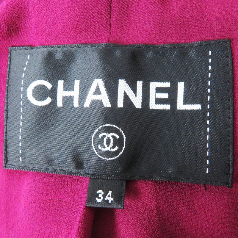 CHANEL 22AW 22A P73183 Collarless Tweed Jacket With Coco Mark Buttons Burgundy
