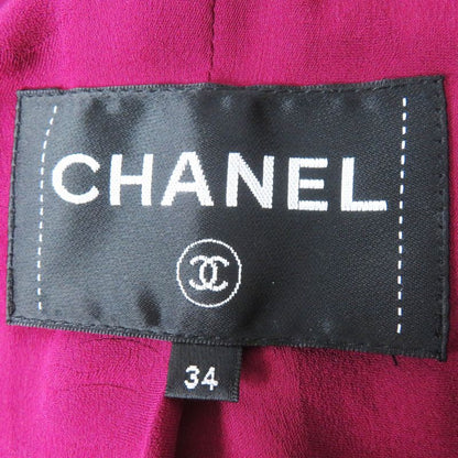 CHANEL 22AW 22A P73183 Collarless Tweed Jacket With Coco Mark Buttons Burgundy