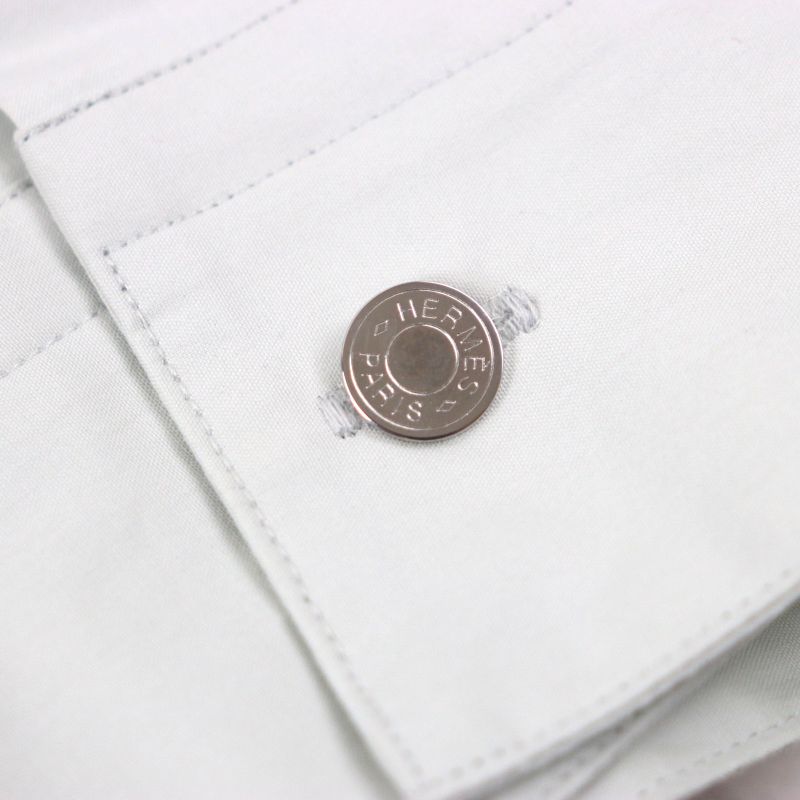  Hermes 23AW 100% Cotton Serie Button Long Sleeve Long Sleeve Shirt Light