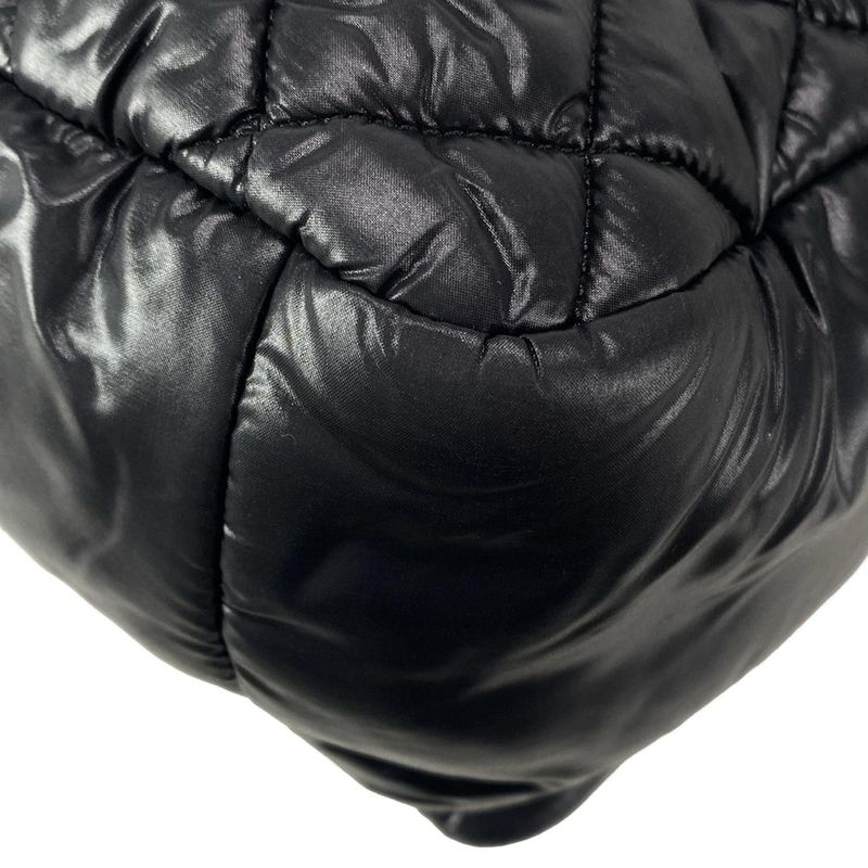 Chanel Shoulder Bag Coco Cocoon A48616 Black Silver Hardware Leather