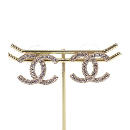 Chanel Coco Mark Earrings Metal Strass Gold