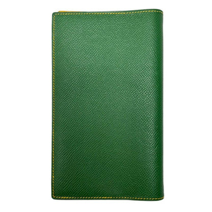 Hermes Notebook Cover Agenda Vision Calf Green Yellow with Initial
