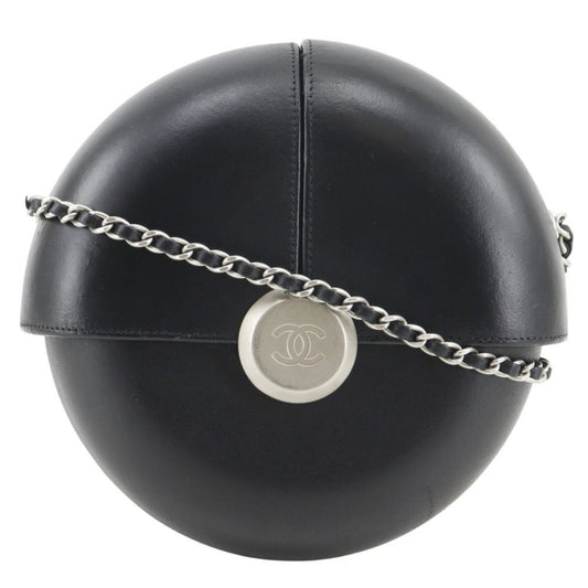 Chanel Chain Shoulder Evening in the Air Leather Black Bag