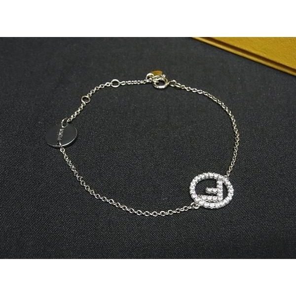 Fendi F's Line Stone Bracelet Silver