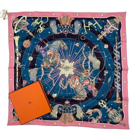 Hermes Scarf 100% Silk Carre 70 Chorus Stellarum Blue