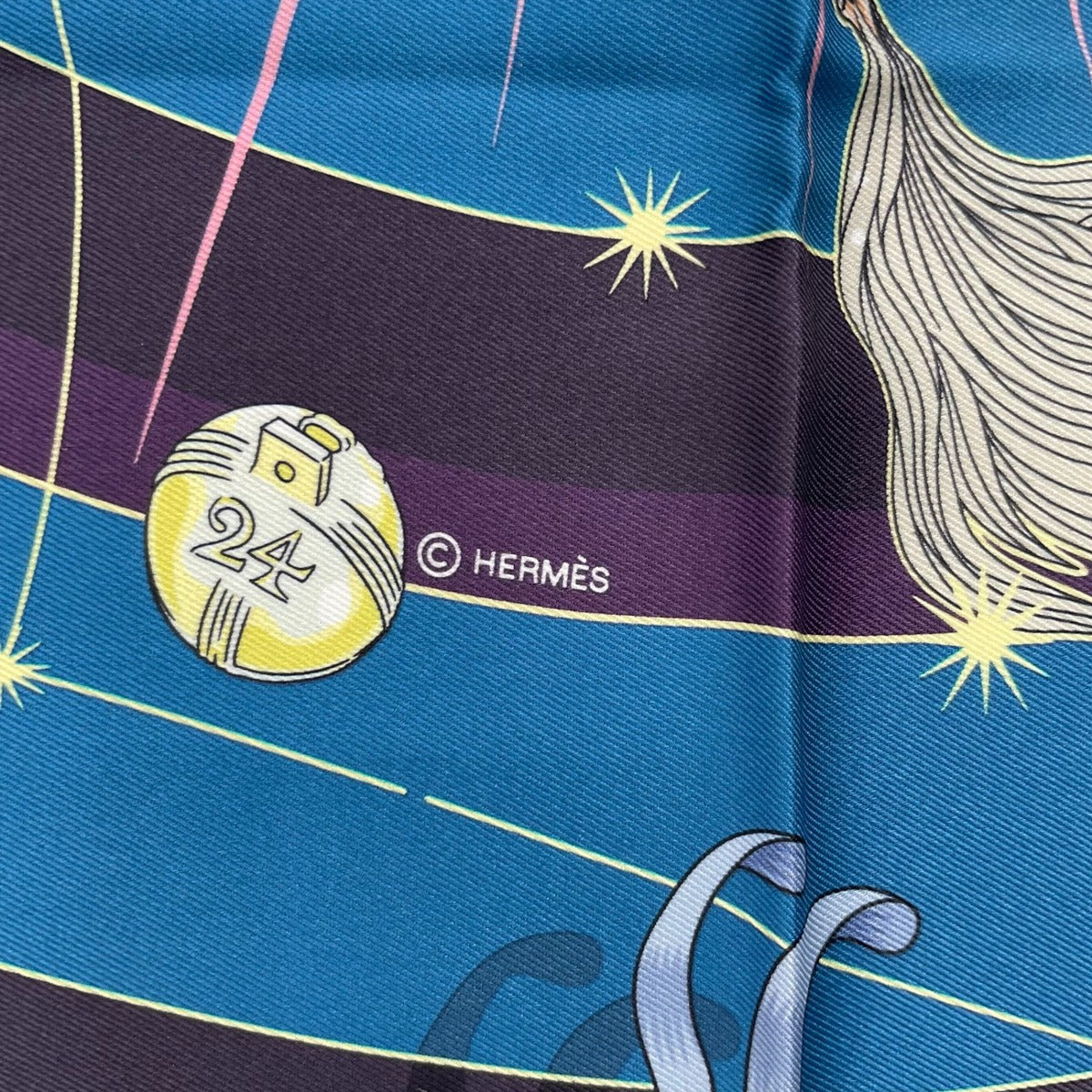 Hermes Scarf 100% Silk Carre 70 Chorus Stellarum Blue — view 9