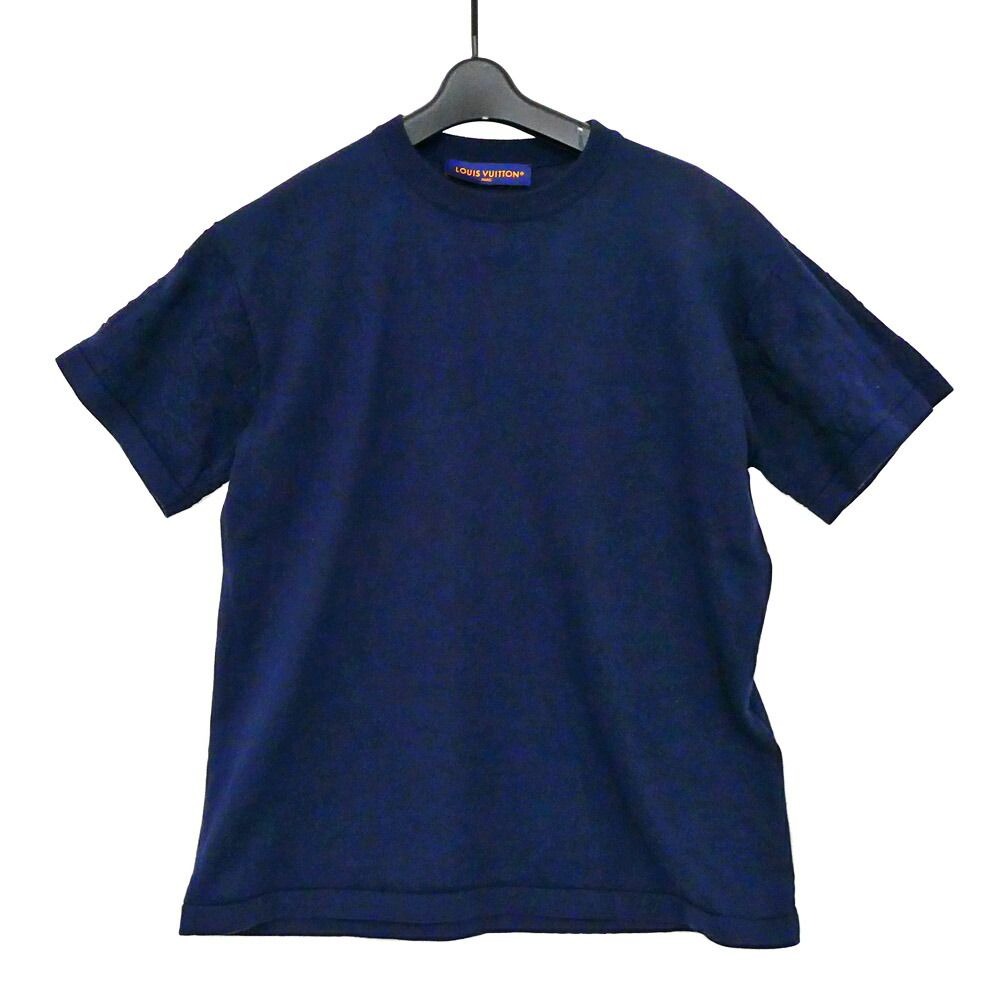 Louis Vuitton Sleeve Monogram Cotton Short Knit T-Shirt Navy