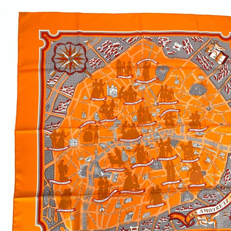 Hermes Scarf Carre 90 LES Amoureux DE Paris Lovers