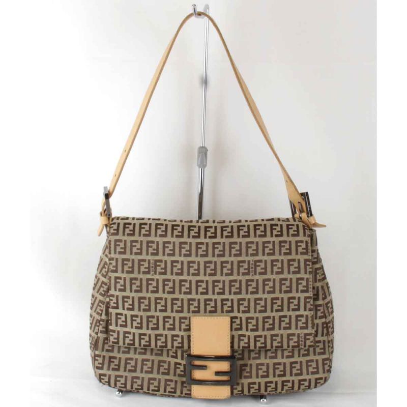 Fendi Zucchino Mamma Bucket Shoulder Bag Canvas Brown