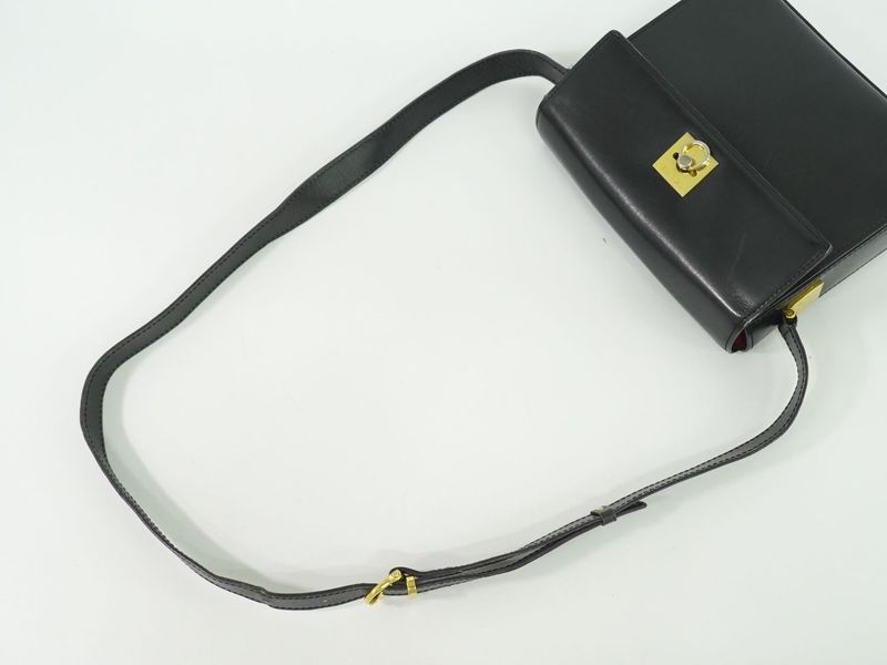 Authentic Celine Leather Shoulder Bag Pochette Black Bag Pre-owned [follow-up