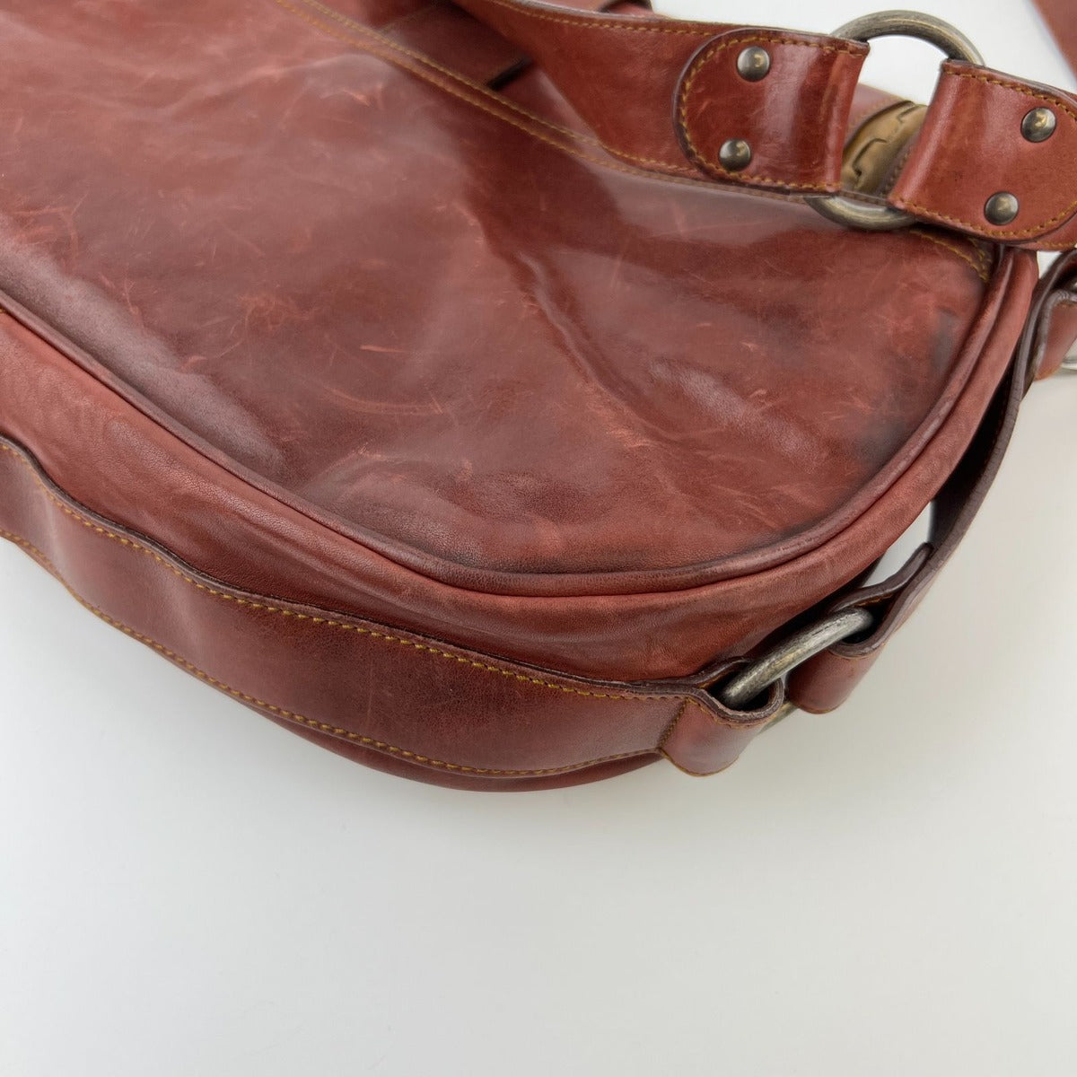 Dior Gaucho Shoulder Bag Red Leather Vintage — view 12