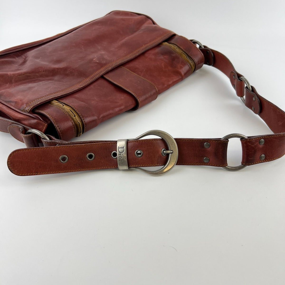 Dior Gaucho Shoulder Bag Red Leather Vintage — view 13
