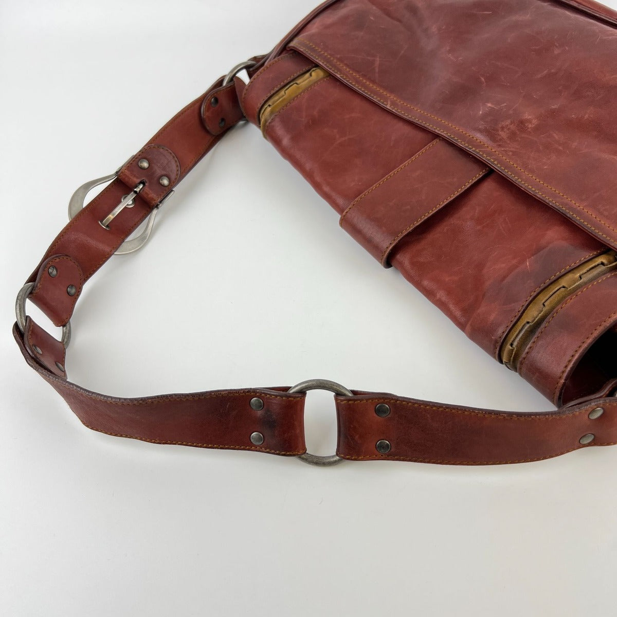 Dior Gaucho Shoulder Bag Red Leather Vintage — view 14