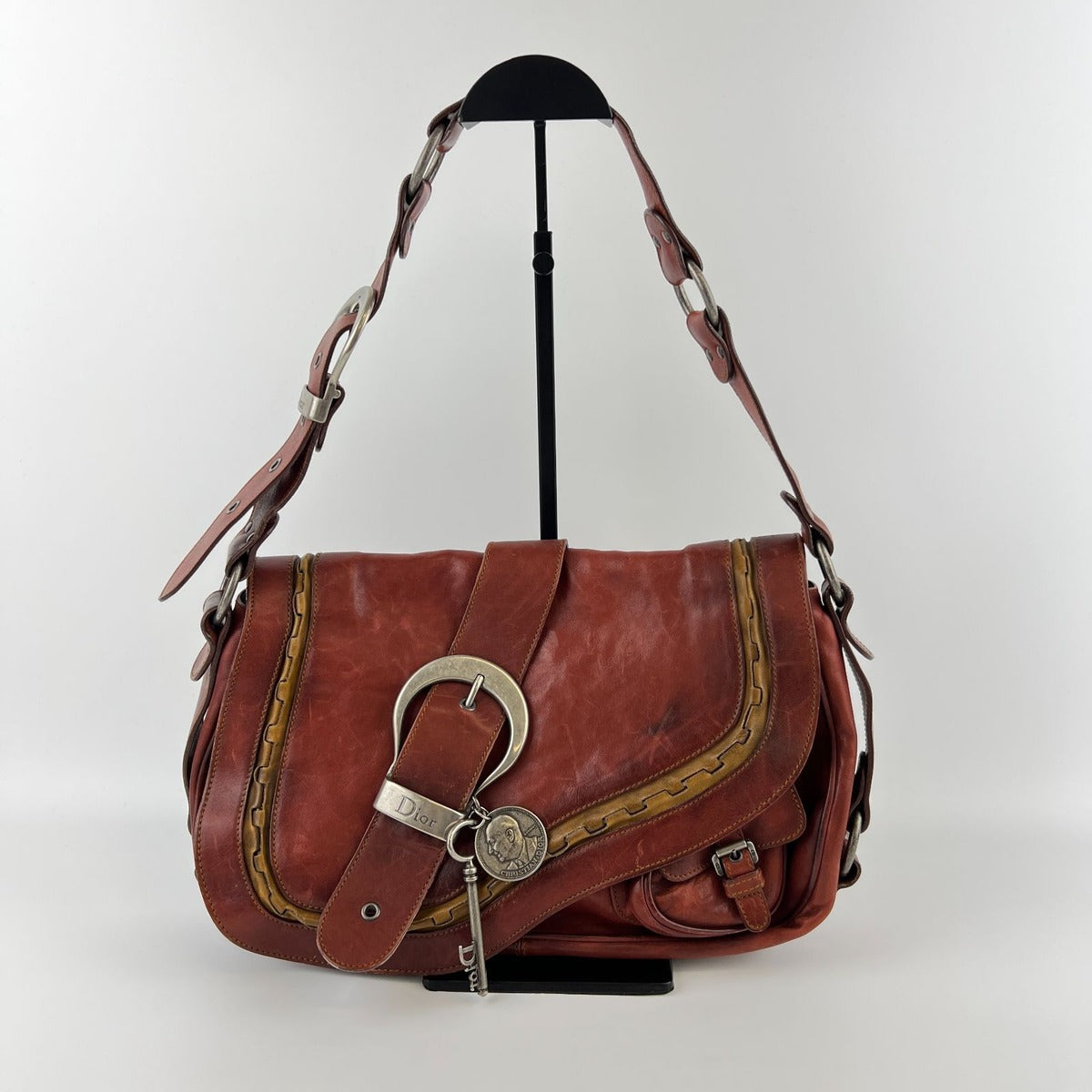Dior Gaucho Shoulder Bag Red Leather Vintage — view 2