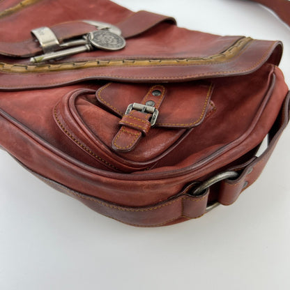 Dior Gaucho Shoulder Bag Red Leather Vintage — view 10
