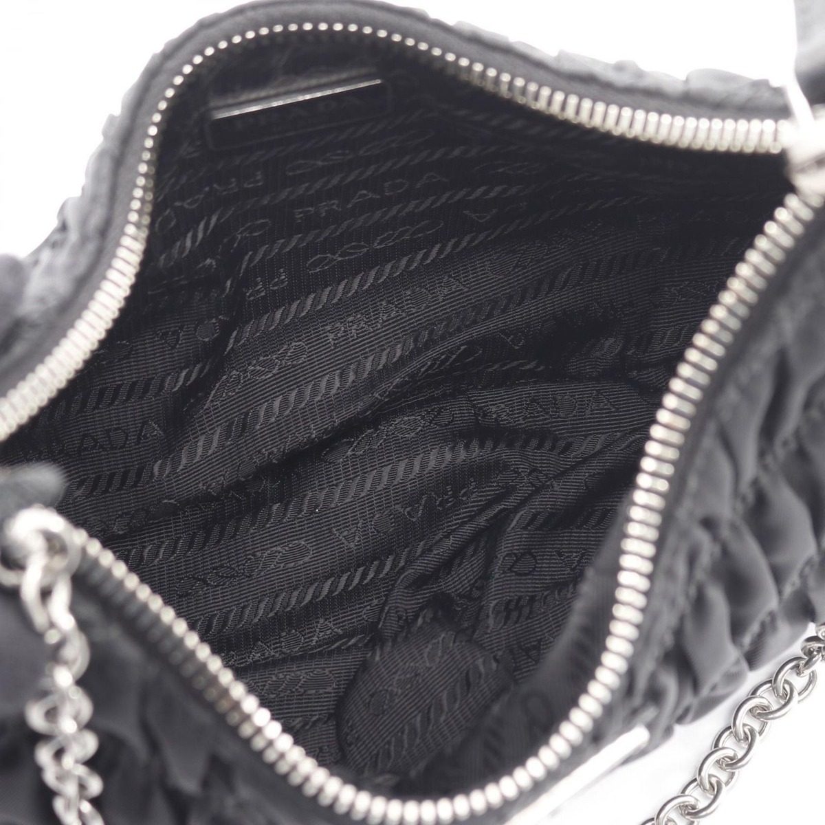 Prada Shoulder Bag Re Edition Black Nylon Leather Re Embroidered Drill — view 3