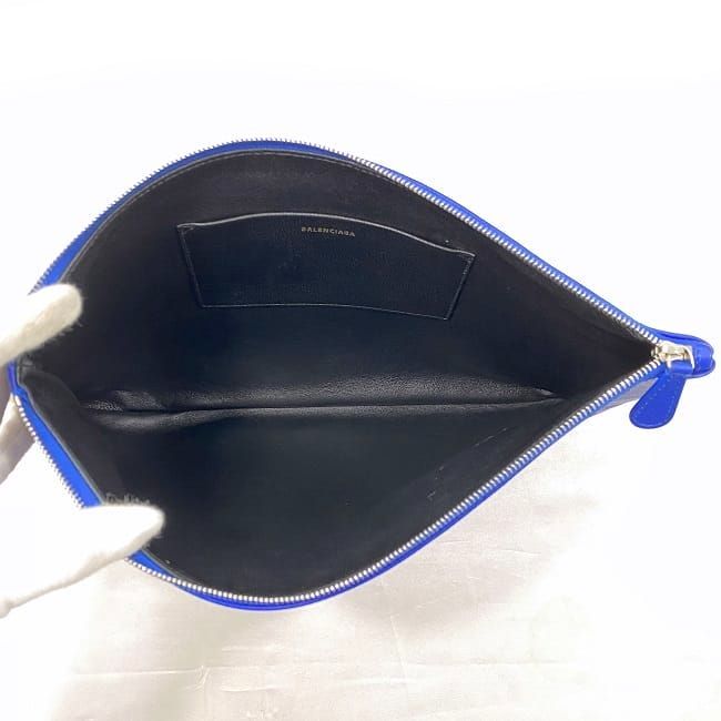Balenciaga Clutch Bag Blue 579550 Excellent Condition Zipper Logo