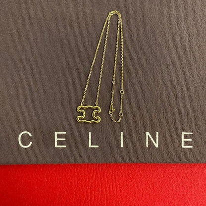 Celine Triomphe Logo Motif Frame Necklace Pendant Choker Accessory