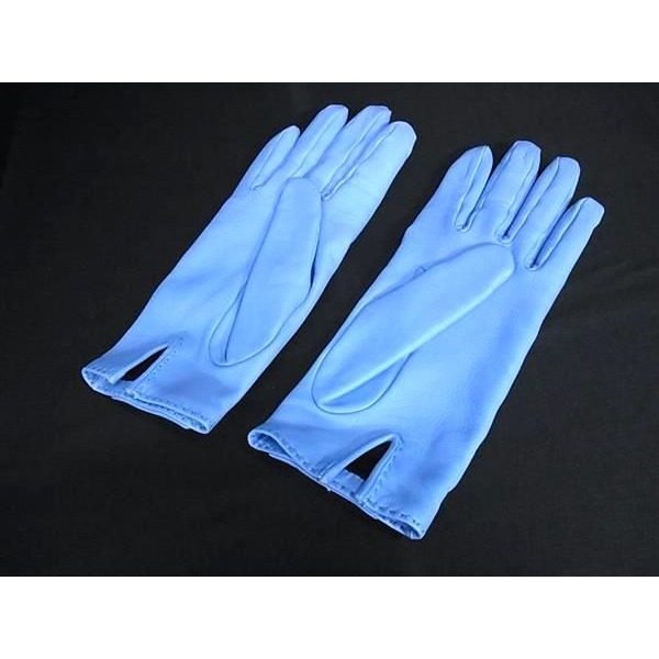 Hermes Kelly Leather Silver Cadena Gloves Light Blue — view 2