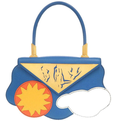 Hermes Limited Sun Cloud Courchevel Blue France Gold Handbag