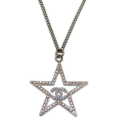 Chanel Coco Mark Star Stone Silver B17 Necklace Accessories 0242