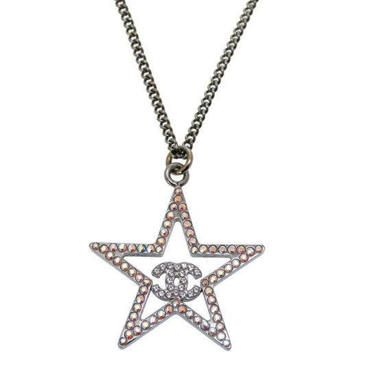 Chanel Coco Mark Star Stone Silver B17 Necklace Accessories 0242