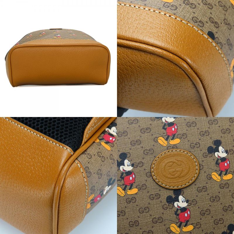 Gucci Backpack Daypack Small Backpack 552884 GG Supreme Canvas Brown Camel Gold