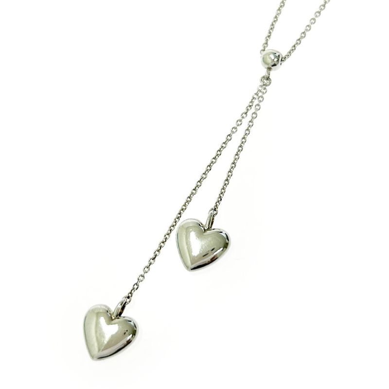 Tiffany & Co Silver Double Drop Heart Necklace 5.0g 925 Engraved 417878 Necklace